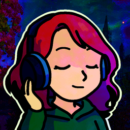 A drawing of someone listening to music